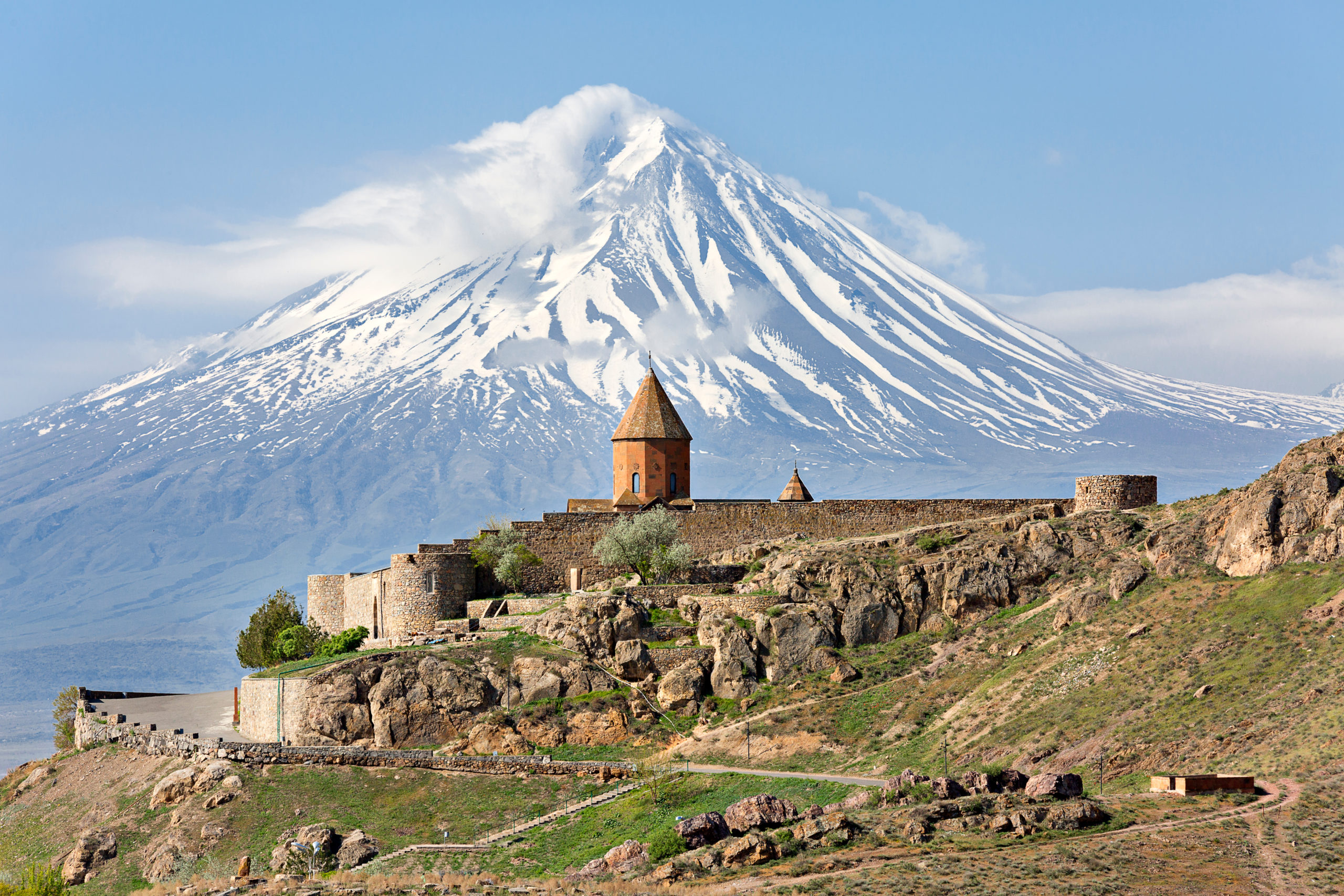 Khor,Virap,Church,With,Ararat,Mountain,In,The,Background,,Armenia.