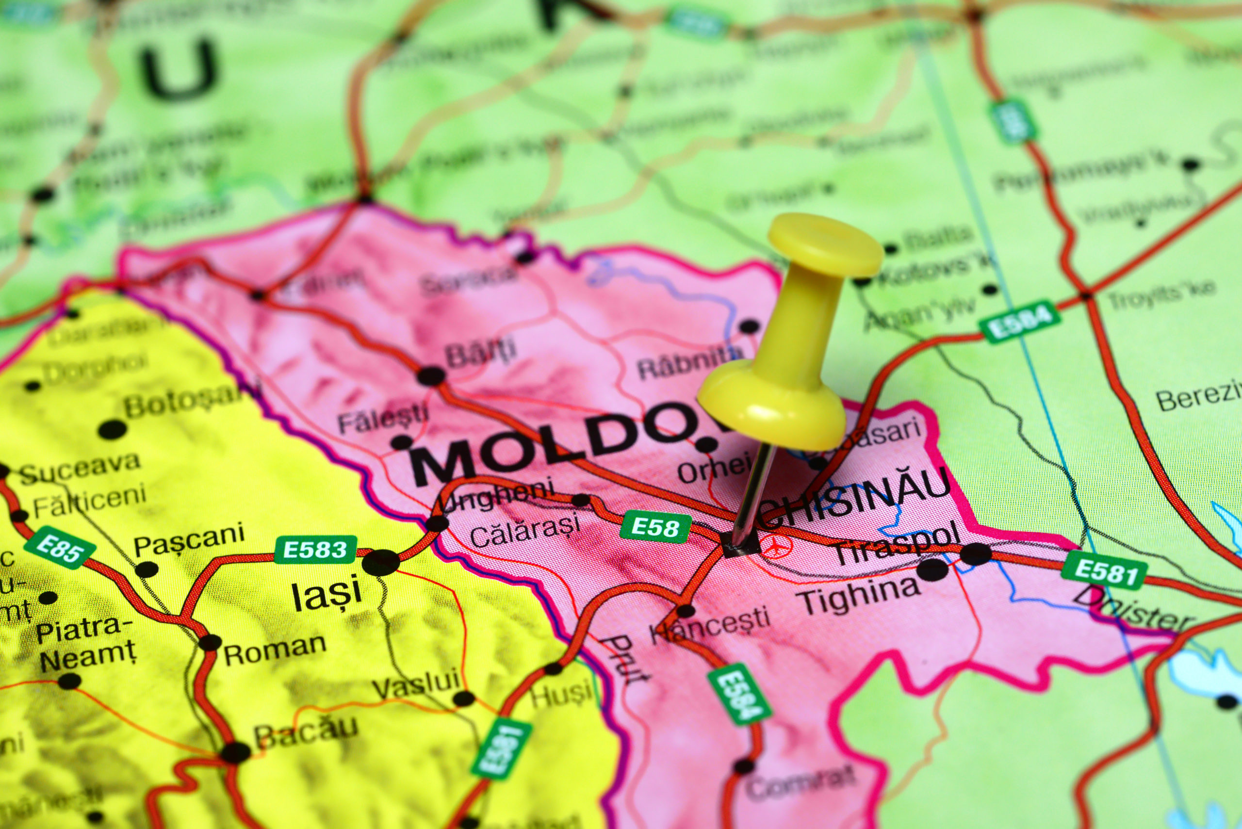 Kishinev,Pinned,On,A,Map,Of,Europe