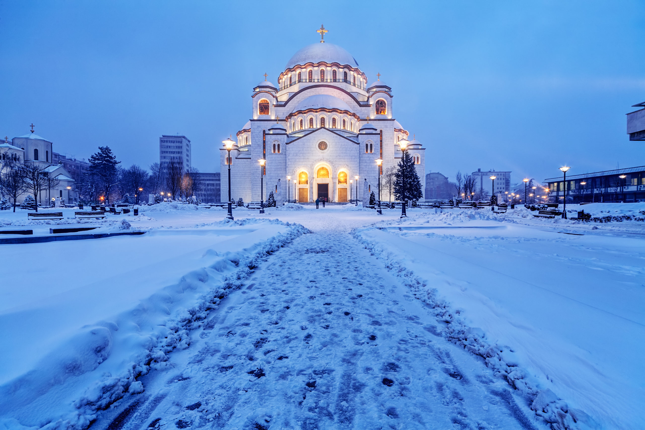 Saint,Sava,Temple,In,Winter,,Belgrade,Serbia
